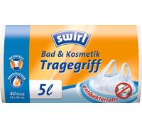 Swirl® 1994191 Sac poubelle antibactérien avec poignées - 5 litres, épaisseur du film 6 mym, 40 pièces
