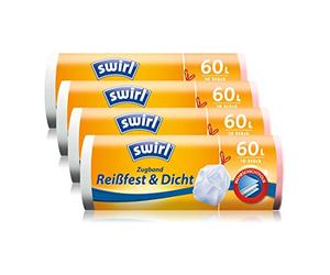 Swirl 2049676 Sac Poubelle avec Cordon Élastique 60 L 10 Pièces - Lot de 4