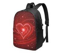Swirl Heart Sac à dos pour ordinateur portable Galaxy 43,2 cm résistant à l'eau avec port de charge USB Sac à dos d'école, de travail pour homme et femme