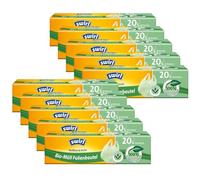 Swirl® Lot de 10 sacs poubelle bio en film plastique 20 l avec poignée de transport