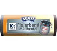 Swirl Lot de 15 sacs poubelle de 10 l avec bande de fixation - Anthracite
