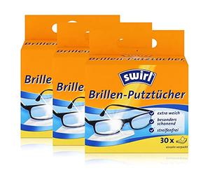 Swirl - Lot de 3 paquets de 30 lingettes de nettoyage pour lunettes dans une boîte distributrice - Effet antibuée - Ultra doux et délicat - Dégraissant - Sans rayures