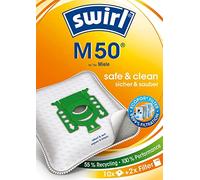 Swirl M50 Sacs d'aspirateur pour Miele - 4 sacs d'aspirateur + 1 filtre - Respectueux de l'environnement, anti-allergène, indéchirable, longue durée de vie et ajustement optimal