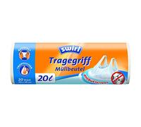 SWIRL Rouleau 20 sacs poubelle 20 litres Anti bactérien à poignées Transparent