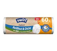 Swirl® Sacs poubelle avec cordon de serrage - 60 l - Indéchirable et étanche (8 ks)
