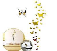 SwirlColor Acrylique Miroir Autocollants 3D Stickers Muraux 36 pcs Amovible Papillon Art Miroir Stickers Muraux Papillon Combinaison Maison Art Decal Décoration d'or
