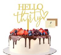 SwirlColor anniversaire 30 ans gâteau topper, personnalisé Hello thirty gâteau topper or acrylique gâteau topper decoration anniversaire 30 ans et carte de voeux