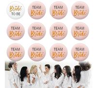 SwirlColor Badge EVJF, Pack de 12 Badges de mariée d'équipe Poule Party Pack de Remplissage Poule Mariage célibataire Femme Partie Nuptiale Accessoires de Douche