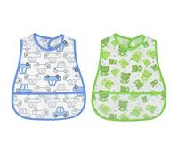 SwirlColor Bavoirs Bebe 6-36 Mois, Bavoir Imperméable Mignon avec Poche Avant Double Couche de Coton Plastique Bavoirs pour Enfants 2pcs