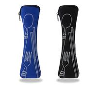 SwirlColor Boite a Couvert Transportable, 2 Pièces Etui Couvert Vide avec Fermeture Éclair pour Voyage de Pique-Nique à l'École de Travail (23.5x6cm/9.3x2.4 Pouces)