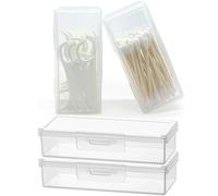 SwirlColor Boite Coton Tige, Portable Petit Distributeur Coton Tige en Plastique Transparent boîte à Coton Tige de Voyage pour Stocker Les Boules de Coton Cotton Tige - Dents (2)