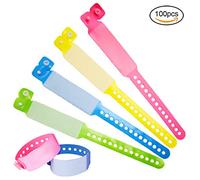 SwirlColor Bracelet Identification Adulte, 100 Pièces Bracelet VIP Jetable Identification de Sécurité d'adolescents de PVC de Bracelets événementiel - (Adulte, Rose+Bleu+Jaune+Vert)