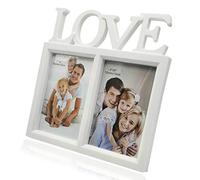 SwirlColor Cadre Photo 10x15 Cadres Photo D'amour Blanc Double Cadre en Plastique Autoportant 1 Pièces