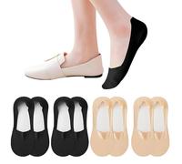 SwirlColor Chaussette Invisible Femme 4pcs, EU taille 34-37 Chaussettes Basses Femme Antidérapant en Soie Glacée Chaussettes Confortables Loafers Talons Hauts (Nude, Noir)