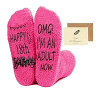 SwirlColor Chaussettes de 18e anniversaire pour filles, chaudes et confortables lavables - Cadeau d'anniversaire pour fille - Rose rouge