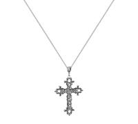 SwirlColor Collier Croix Chrétienne en Argent Gothique Sculpté pour Homme - Vintage Long 60 cm/23.6 Pouces, avec Boîte à Bijoux