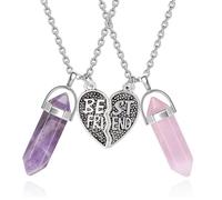 SwirlColor Collier d'amitié pour 2, guérir Cristal Collier amitié pour 2 Fille Collier Meilleure Amie pour 2 avec Coeur Collier Femmes Collier Bijoux Set