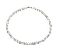 SwirlColor collier perle homme, collier homme perle artificielles courtes de mode collier de perles blanches bijoux pour hommes - 6mm / 2.36 pouces