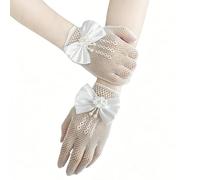 SwirlColor Courts élégantes Satin Bow trous Gants résille poignet Gants Longueur de fille pour Flower Girls