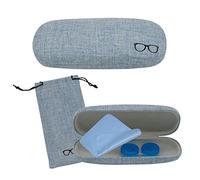 SwirlColor Étui à Lunettes Femme, Rétro en Lin Bleu pour Femmes Filles Garçons Hommes avec étui à Lunettes, Chiffon de Nettoyage pour Lunettes, Couleur Aléatoire Étui pour Lentilles Cornéennes 4 pcs