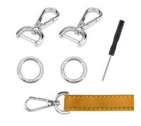 SwirlColor Fermoir pivotant pour sac, 2 pièces amovible D - Ring mousqueton sac a main et 2 pièces ressort o - ring avec tournevis pour sac à main Diagonal bricolage accessoires - argent