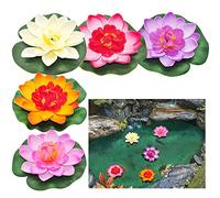 SwirlColor Fleurs Artificielles Lotus Flottants étanches pour La D'aquariums D'étang Mariage - Lot de 5 Fleurs artificielles
