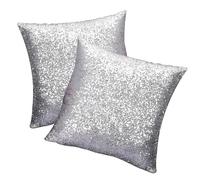 SwirlColor Housse Coussin 40x40 Paillettes Coussin Coussin Canapé pour Home Cafe Décoration 2pcs (Argent)