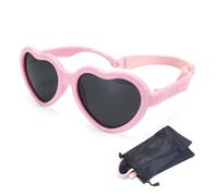 SwirlColor Lunettes de soleil pour filles, lunettes de soleil en forme de cœur mignonnes avec sangle réglable filles polarisées flexibles 3-10 ans, avec sac de stockage