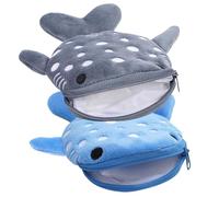 SwirlColor Mini Porte Monnaie, 2pcs Portefeuille Mignon Animal avec Fermeture à glissière Porte - Monnaie Portable pour garçon et Fille pour Change, Cartes, clés, écouteurs-Bleu et Gris