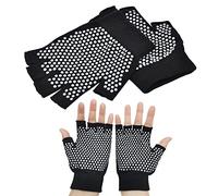 SwirlColor Paire de Gants antidérapants pour Yoga, Pilates, Exercice, avec Points en Silicone Blancs, EU 36-38 (Noir)