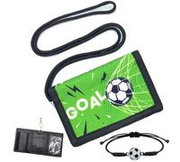SwirlColor Porte Monnaie Enfant garçon, Pochette Tour du Cou Football avec Bracelet Football Porte-Monnaie de Football avec Porte - Cartes de Poche Lanyard, Cadeaux de Football pour garçons