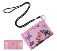SwirlColor Porte Monnaie Fille, lanière Petit Portefeuille Trois Plis Porte Monnaie Enfant Mignon Papillon Motif Rose Portefeuille pour Les Filles et Les Adolescents
