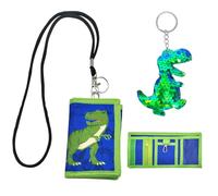 SwirlColor Porte - Monnaie Pour Enfants Garçon, Lanière Zippée Porte - Monnaie Pour Enfants Dinosaur Pattern Boy Wallet 9-12 Ans Avec Porte - Clés Dinosaure