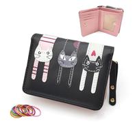 SwirlColor Portefeuille Fille Adolescente, Portable Noir Porte Monnaie Enfant Fille Mini Porte Monnaie Femmes avec Fermeture à Glissière pour Pièce de Monnaie Timbre Photo