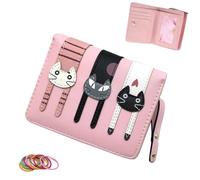 SwirlColor Portefeuille Fille Adolescente, Portable Rose Porte Monnaie Enfant Fille Mini Porte Monnaie Femmes avec Fermeture à Glissière pour Pièce de Monnaie Timbre Photo - Couleur Rose