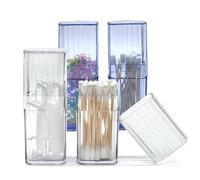 SwirlColor Rangement Coton Tige, 4 Pièces Mini Boite à Coton Tige de Voyage Portable en Plastique Boite Coton Tige Transparent pour Coton - Tige Bandeau à cheveux Cure - Dents