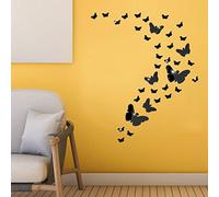 SwirlColor Stickers Papillons Muraux, 36 Pièces Stickers Miroir Papillon Acrylique Noir Papillon Stickers Murals Decoration pour Salon Chambre Bureau