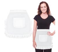 SwirlColor Tablier de taille avec poche, mignon tablier blanc fleur tablier taille basse pour cuisine bistro restaurant café