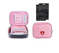 SwirlColor Trousse de Secours Petit Portable Vider Rose en Nylon avec Multi-Poche pour Charger des Médicaments pour Voyage 13x10x4cm