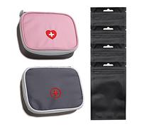 SwirlColor Trousse de Secours Vide, 2 Pièces Portable Mini Trousse Pharmacie Voyage Trousse Secours (13x10x4 cm) Rose + Gris