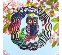 SwirlColor Wind Spinner Metal Grand Jardin Extérieur Carillon Suspendu avec 2 Clous Muraux en Acier Inoxydable Owl Wind Sculptures (30 * 30cm)