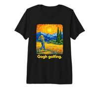 Swirling Sky Golfer Post-Impressionist Landscape T-Shirt Haut de Gamme