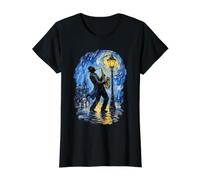 Swirling Sky Saxophone Jazz Esthétique Meme Design T-Shirt Graphique avec Valeur, Femme, Noir, S