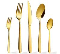 SWISON Couverts de table doré service 6 personnes 30 pièces, Ensemble set de couvert or en acier inoxydable, ménagères avec couteau et fourchette, cuillère