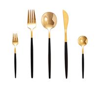 SWISON Set couverts de table noir et or pour 12 personnes, Ensemble ménagère acier inox 60 pièces, avec cuillère couteaux fourchette