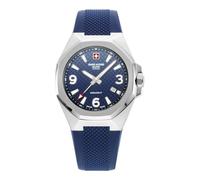 Swiss Alpine Military 7005.1 Montre à Quartz analogique pour Homme en Silicone, Acier/Bleu/Bleu - 1835sam, Bracelet