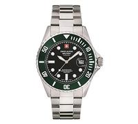 Swiss Alpine Military 7053.1 Montre Homme Master-Diver Analogique Quartz Acier Inoxydable, Acier/vert/noir - 1133sam