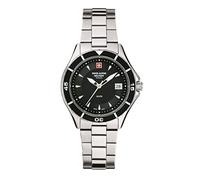 Swiss Alpine Military 7740.1 Montre analogique à quartz pour femme en acier inoxydable, Acier/Acier/Noir - 1137sam, Bracelet
