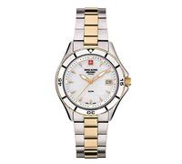 Swiss Alpine Military 7740.1 Montre analogique à quartz pour femme en acier inoxydable, Bic-or/or bicolore/nacre - 1143sam, Bracelet