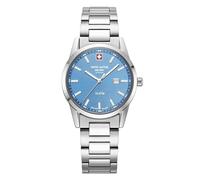 swiss alpine military 77767.1 Montre analogique à quartz pour femme en acier inoxydable, Acier/acier/bleu clair - 1131sam